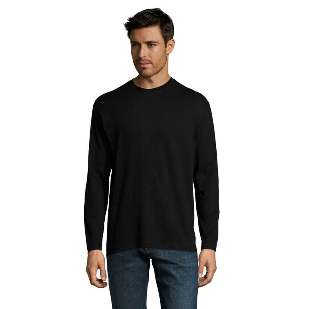 SOLS Mens Monarch Long-Sleeved T-Shirt / Deep Black